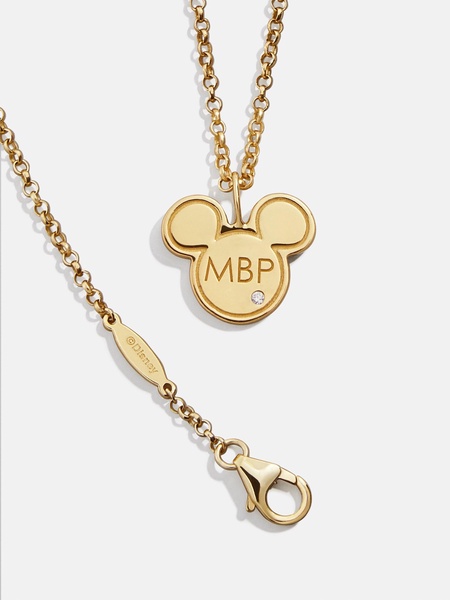 Mickey Mouse Disney 18K Gold Plated Sterling Silver Initial Pendant Necklace