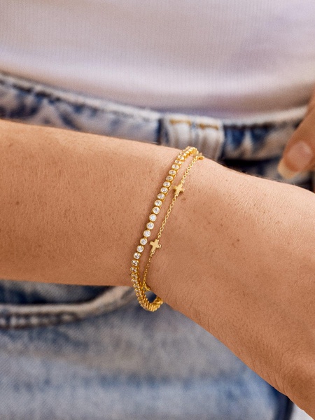 18K Gold Cross Bracelet