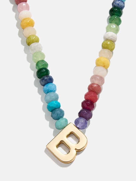 Semi-Precious Block Initial Necklace
