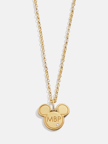 Mickey Mouse Disney 18K Gold Plated Sterling Silver Initial Pendant Necklace