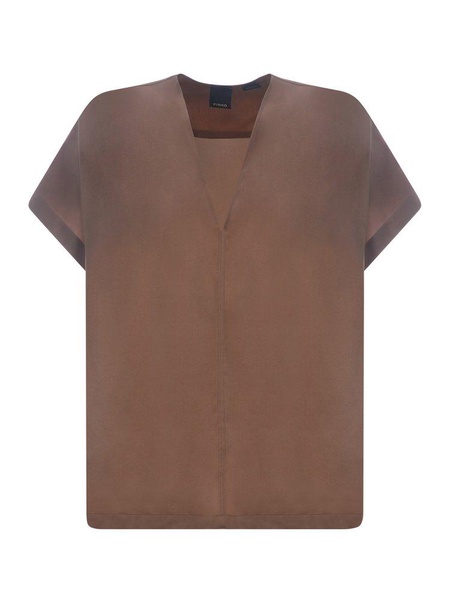 V-neck Stretch Satin Blouse