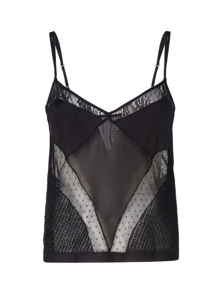 Black Patchwork Semi-Transparent Top