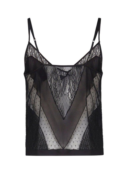 Black Patchwork Semi-Transparent Top