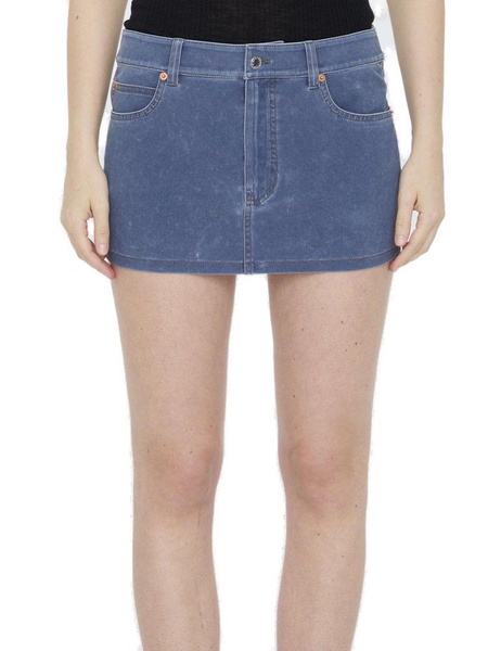 Miniskirt In Denim Trompe-L'Oeil