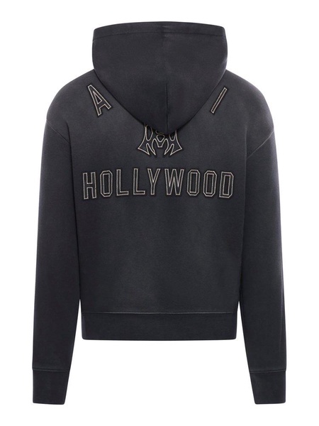 Logo Patch Washed Hooded Sweatshirt