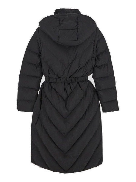 Belted High Neck Hooded Coat