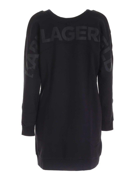 Rubberized logo print dress in black