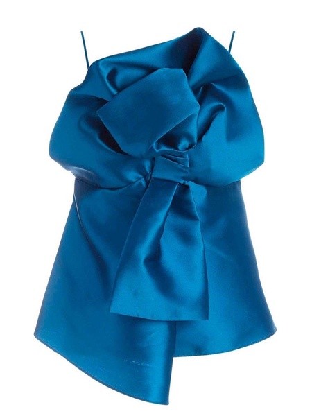 Maxi bow top in teal blue color