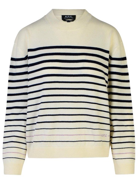 Wool Crewneck Sweater With Stripe Motif