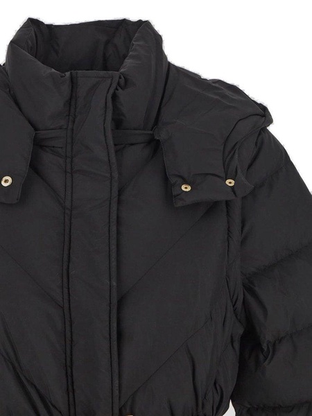 Belted High Neck Hooded Coat