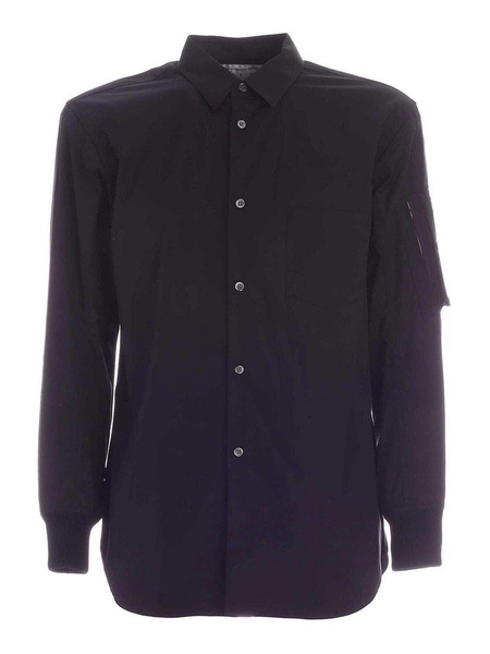Knitted cuffs shirt in black