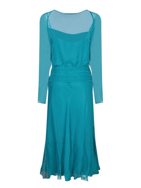 Teal Blue Silk Midi Dress