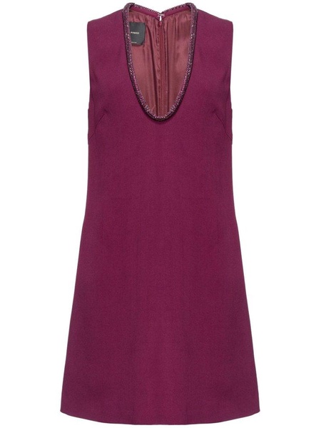 Embellished-neck Mini Dress