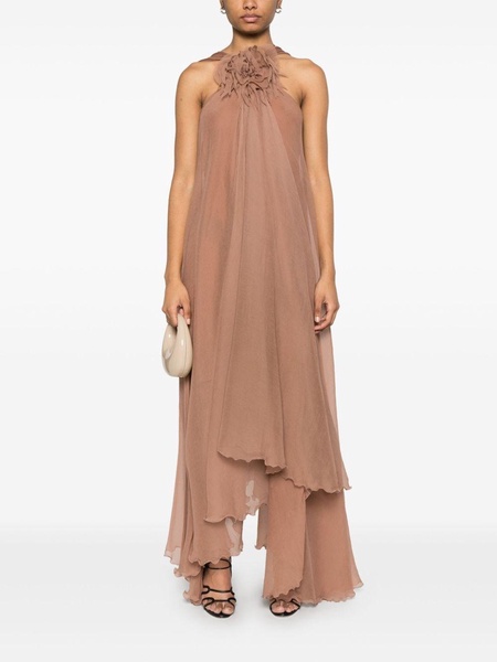 Long dress in silk georgette