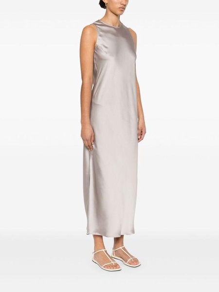 Crafted satin chantilly midi dress in grey
