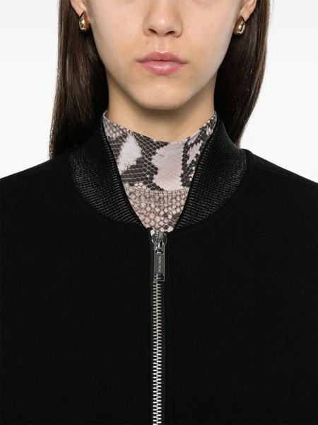 Short Mixed-Media coat with pockets