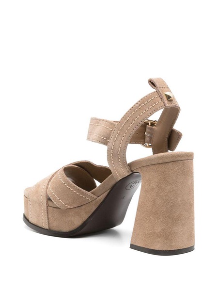 'Melany' sandals with heel in beige suede