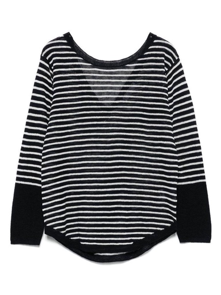 Black and white stripes linen sweater