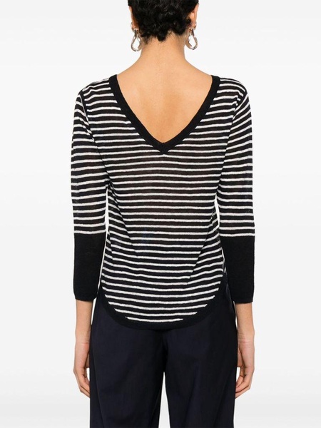 Black and white stripes linen sweater