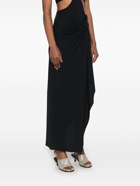 Long black draped skirt 'Milla' with knot