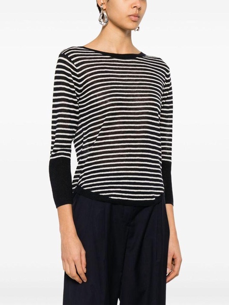 Black and white stripes linen sweater