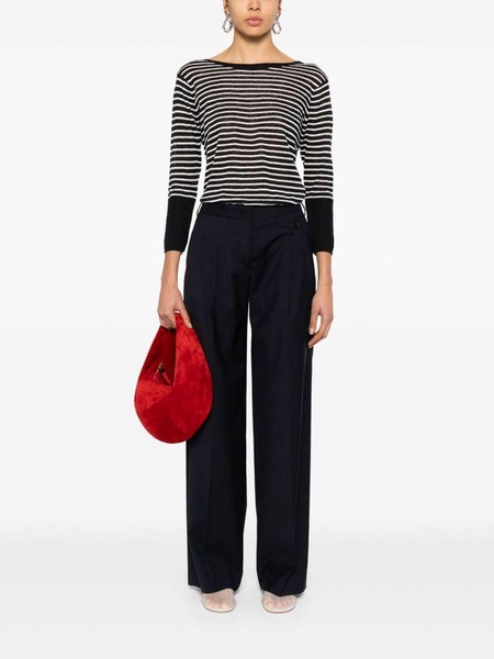 Black and white stripes linen sweater