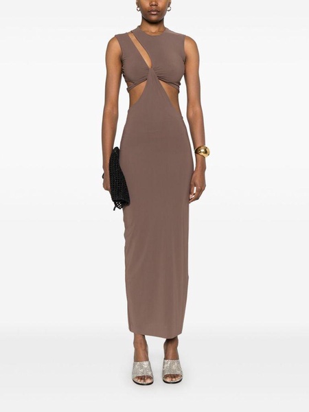 Long brown dress 'Kylee' with cut-out detail