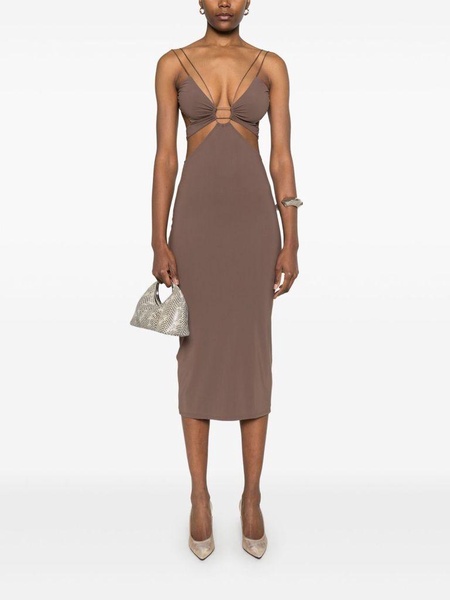Brown midi dress 'Klea' with cut-out details