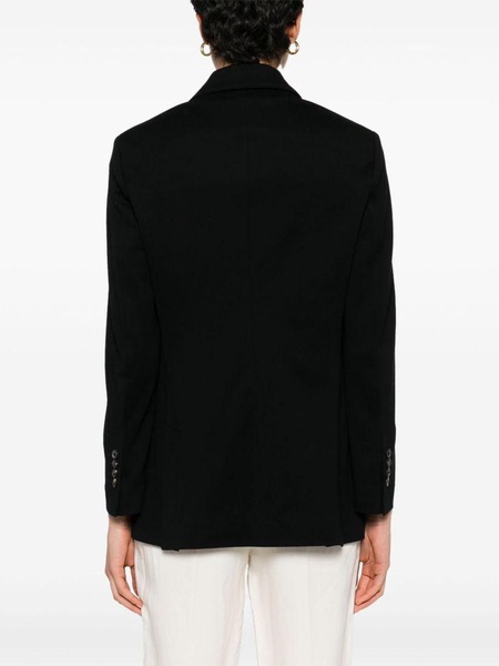 Black cotton blended double breasted blazer