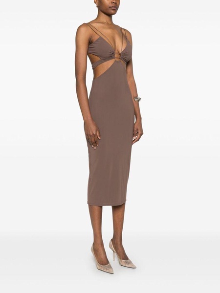 Brown midi dress 'Klea' with cut-out details