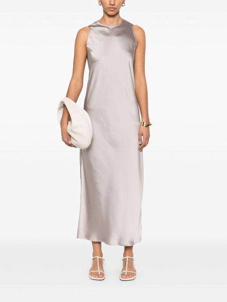 Crafted satin chantilly midi dress in grey