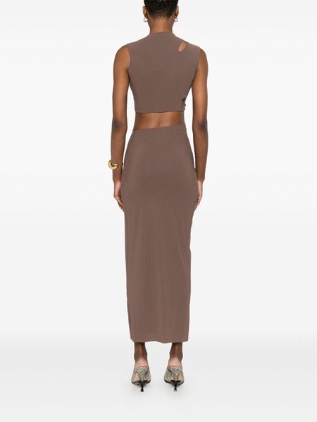 Long brown dress 'Kylee' with cut-out detail