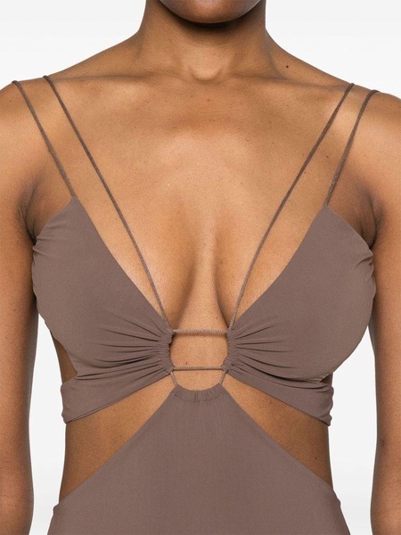 Brown midi dress 'Klea' with cut-out details