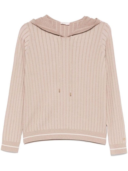 Striped beige sand-colored hoodie