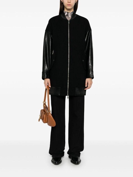Short Mixed-Media coat with pockets