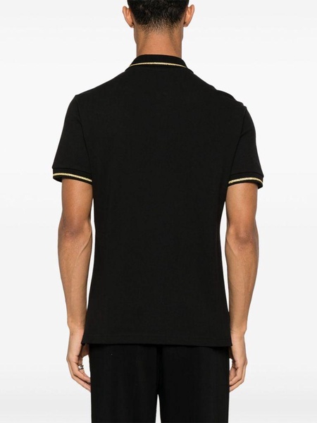 Black cotton polo shirt with embroidered logo