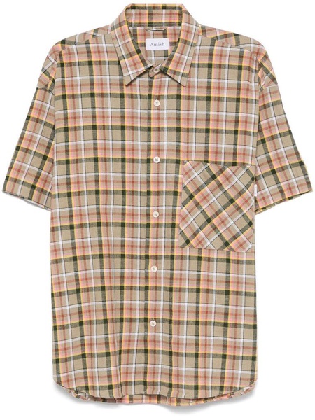 Multicolor checkered cotton shirt with pocket