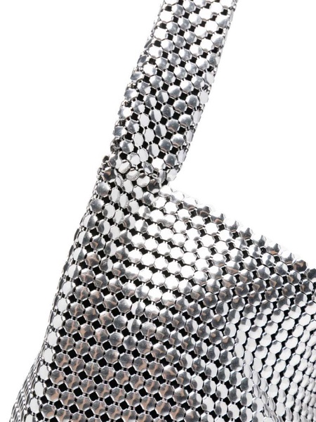 Bag with silver-tone mesh panels with metallic effect