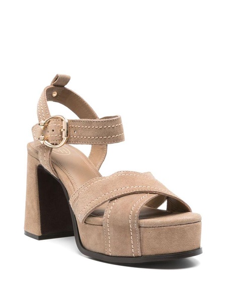 'Melany' sandals with heel in beige suede