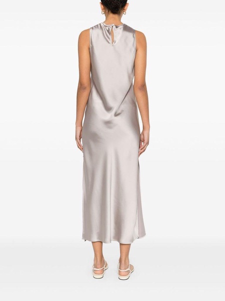 Crafted satin chantilly midi dress in grey