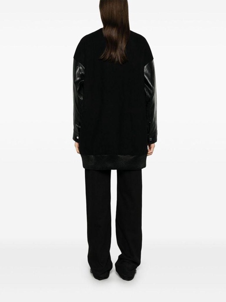 Short Mixed-Media coat with pockets