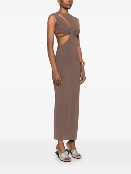 Long brown dress 'Kylee' with cut-out detail