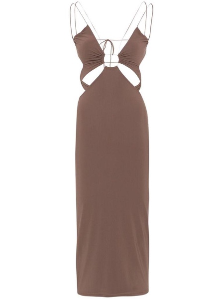 Brown midi dress 'Klea' with cut-out details