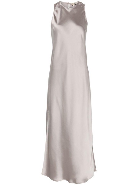 Crafted satin chantilly midi dress in grey