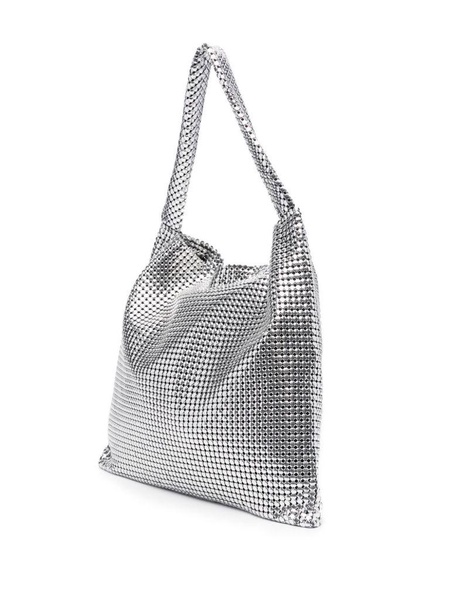 Bag with silver-tone mesh panels with metallic effect