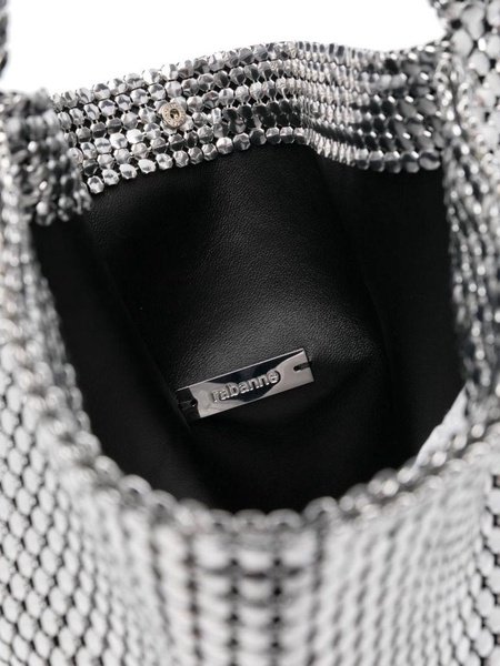 Bag with silver-tone mesh panels with metallic effect