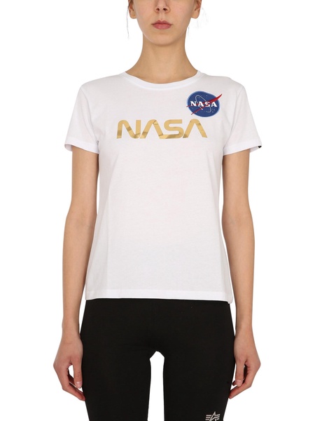 NASA COTTON JERSEY T-SHIRT WITH LAMINATED PRINT