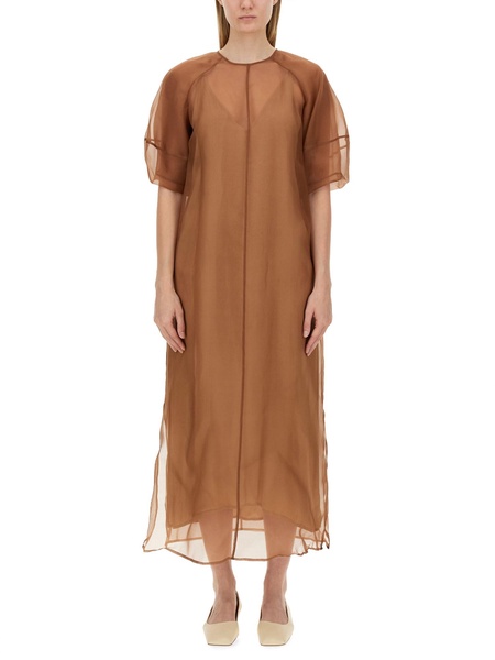 TRANSPARENT SILK ORGANZA LONGUETTE DRESS