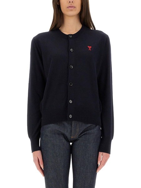 WOOL CARDIGAN WITH LOGO