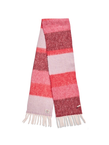 Block Stripe Alpaca Scarf - Red